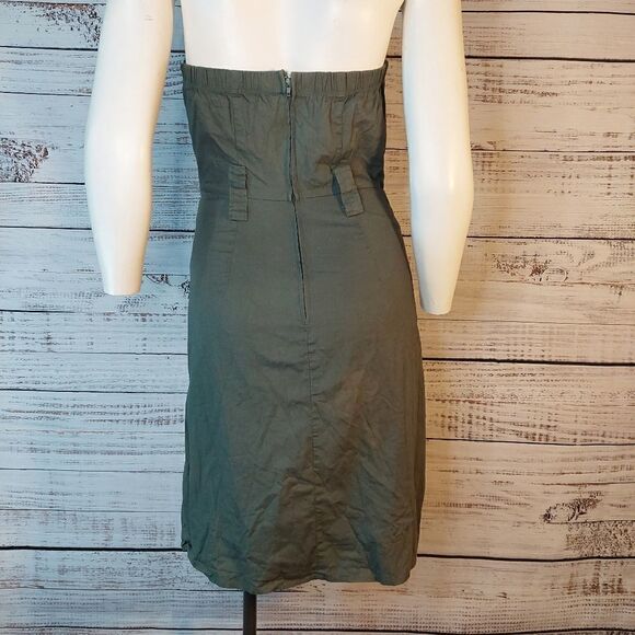 Womans Le Chateau Military Green Collared, Sleeveless Dress - Picture 5 of 12